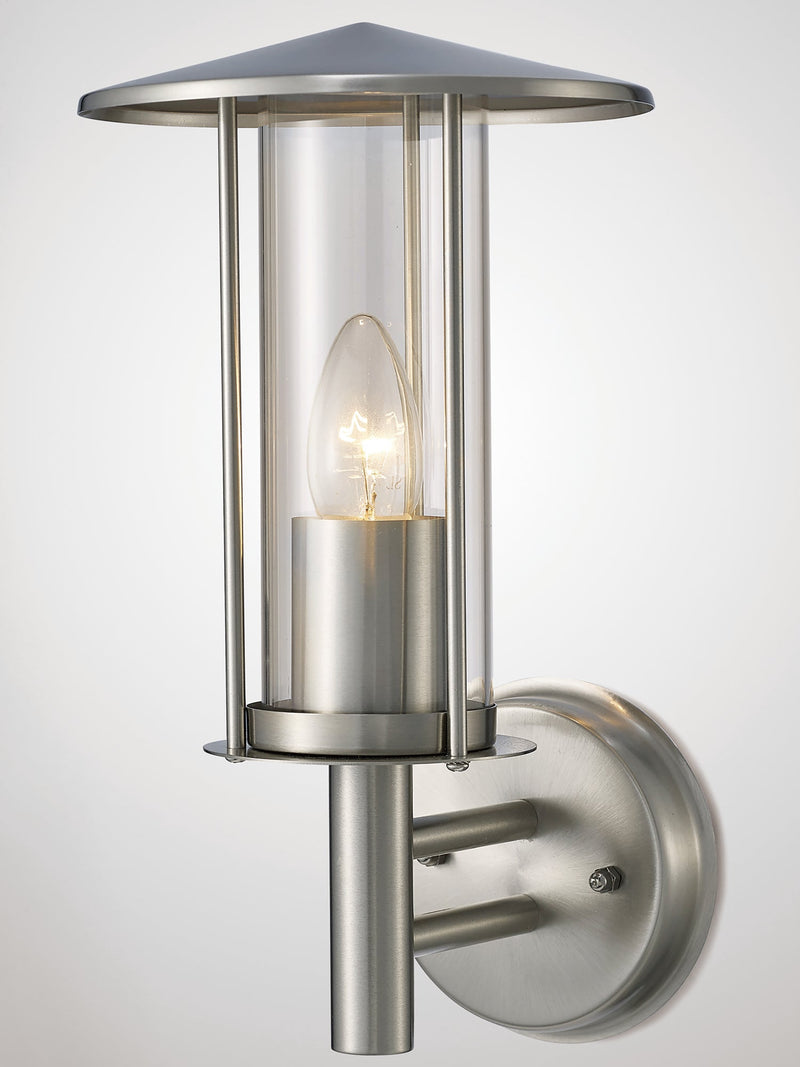 Deco Dalton Wall Lamp 1 Light E27 IP44 Exterior Stainless Steel/Clear • D0075