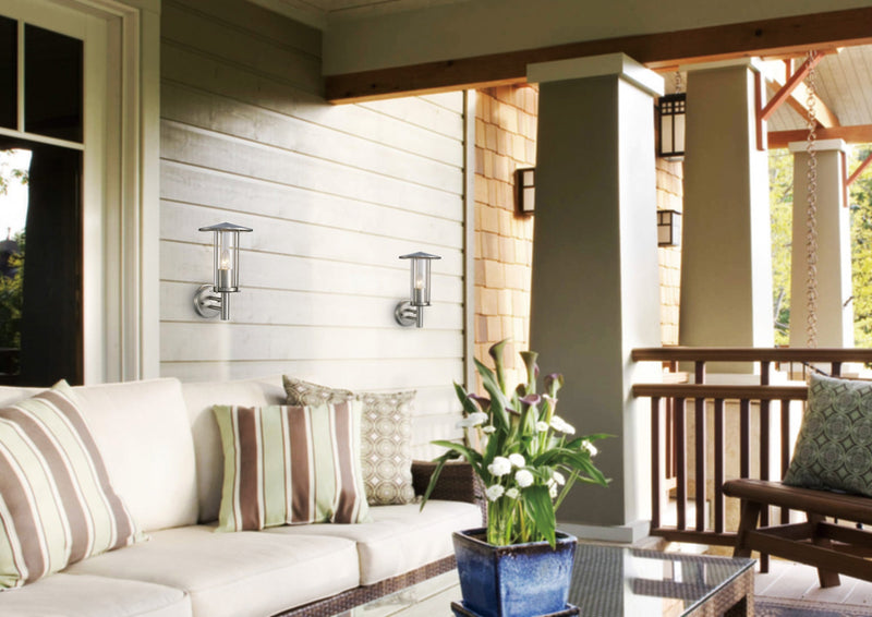 Deco Dalton Wall Lamp 1 Light E27 IP44 Exterior Stainless Steel/Clear • D0075