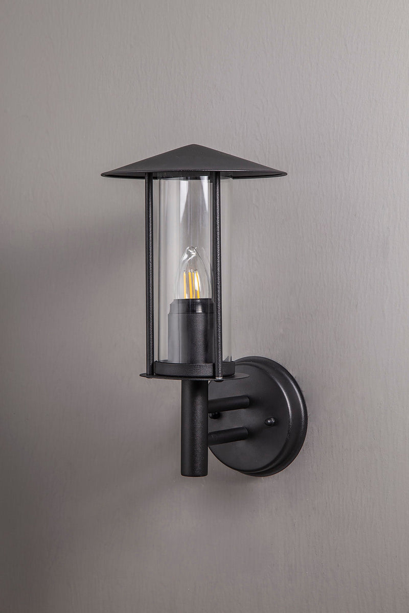 Deco Dalton Wall Lamp 1 Light E27 IP44 Exterior Black/Clear • D0643