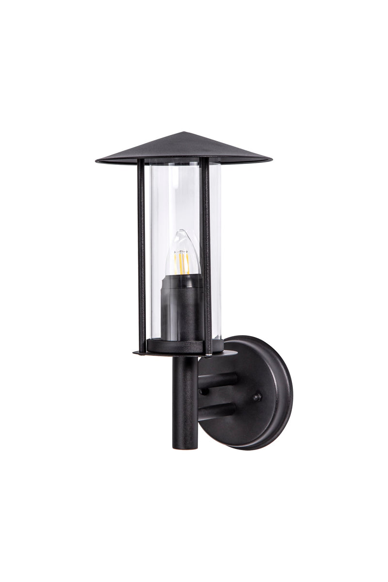 Deco Dalton Wall Lamp 1 Light E27 IP44 Exterior Black/Clear • D0643