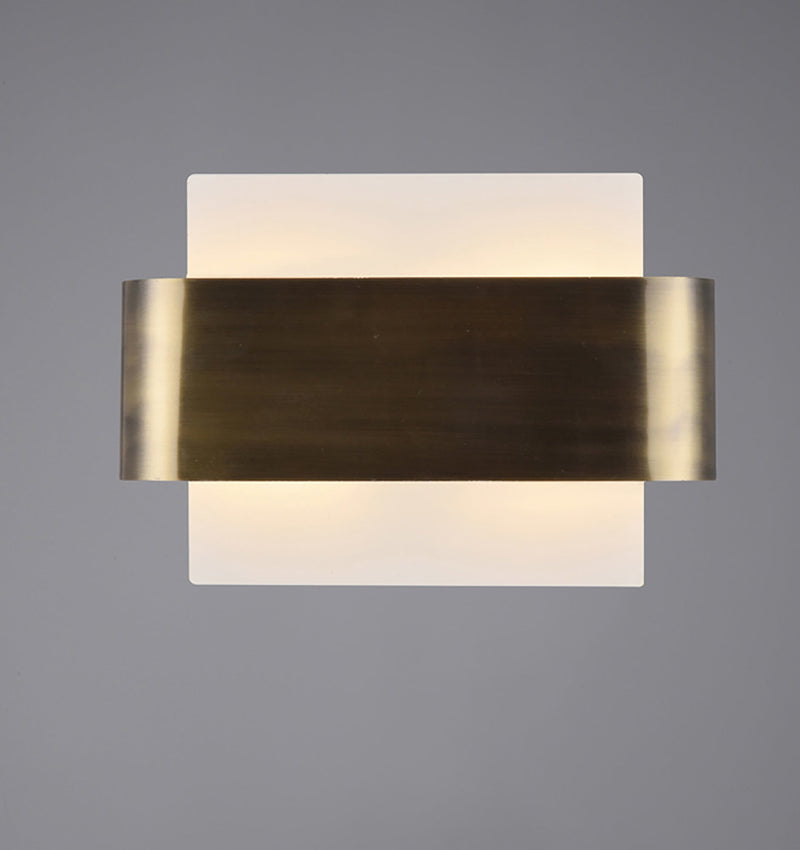 Deco Damo 2 Light G9 Flush Fitting, White Base With Antique Brass Centre Band • D0379