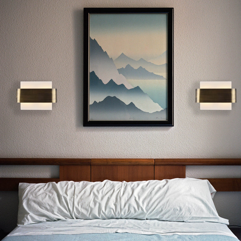 Deco Damo 2 Light G9 Flush Fitting, White Base With Antique Brass Centre Band • D0379