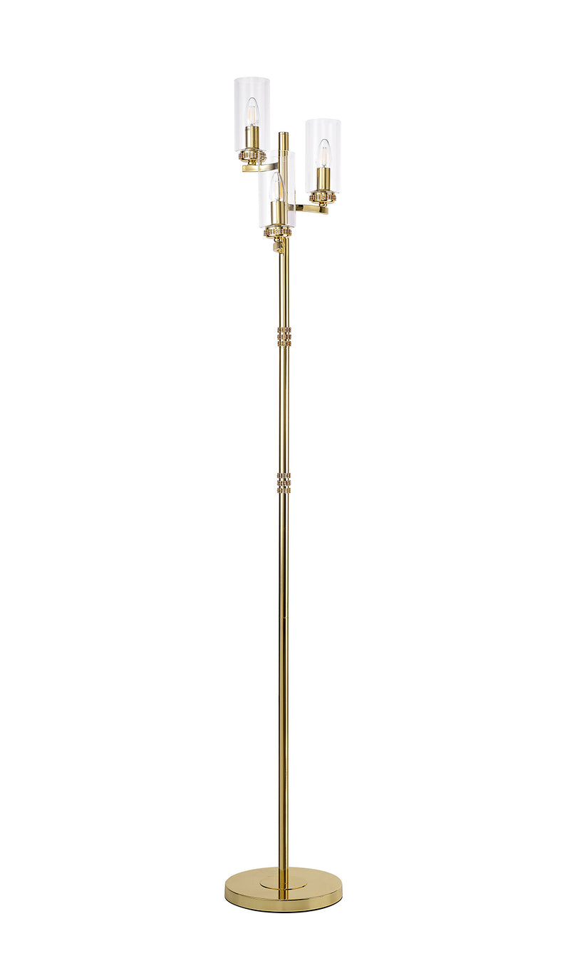 Regal Lighting SL-1961 3 Light Floor Lamp Polished Gold With Clear Glass