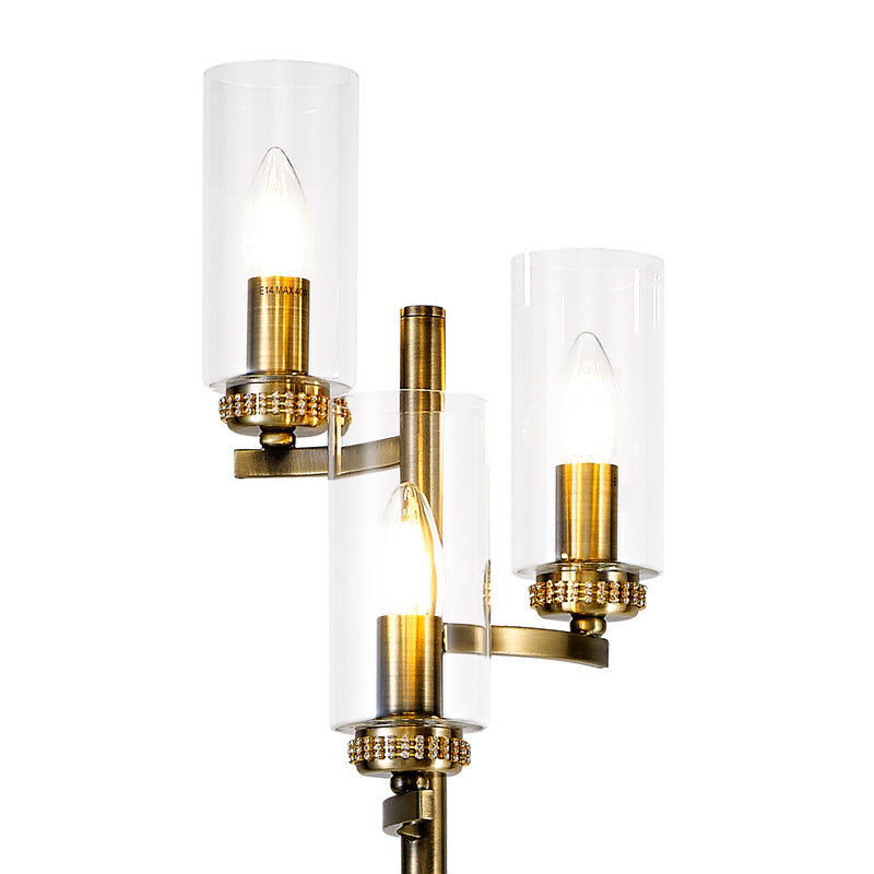 Regal Lighting SL-1959 3 Light Floor Lamp Antique Brass With Clear Glass