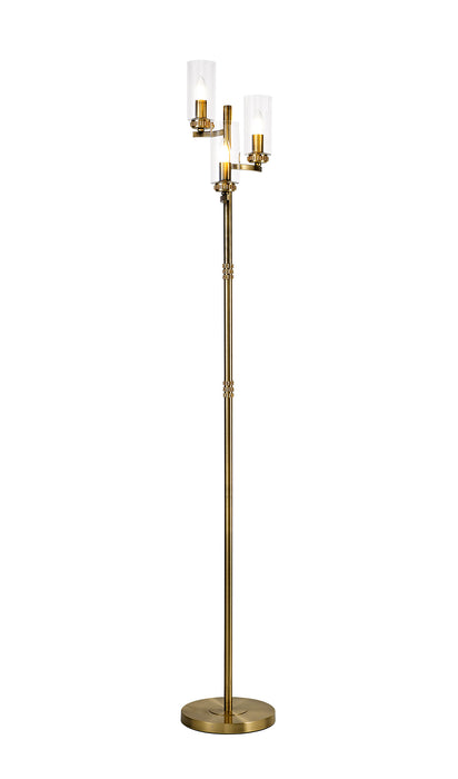 Regal Lighting SL-1959 3 Light Floor Lamp Antique Brass With Clear Glass