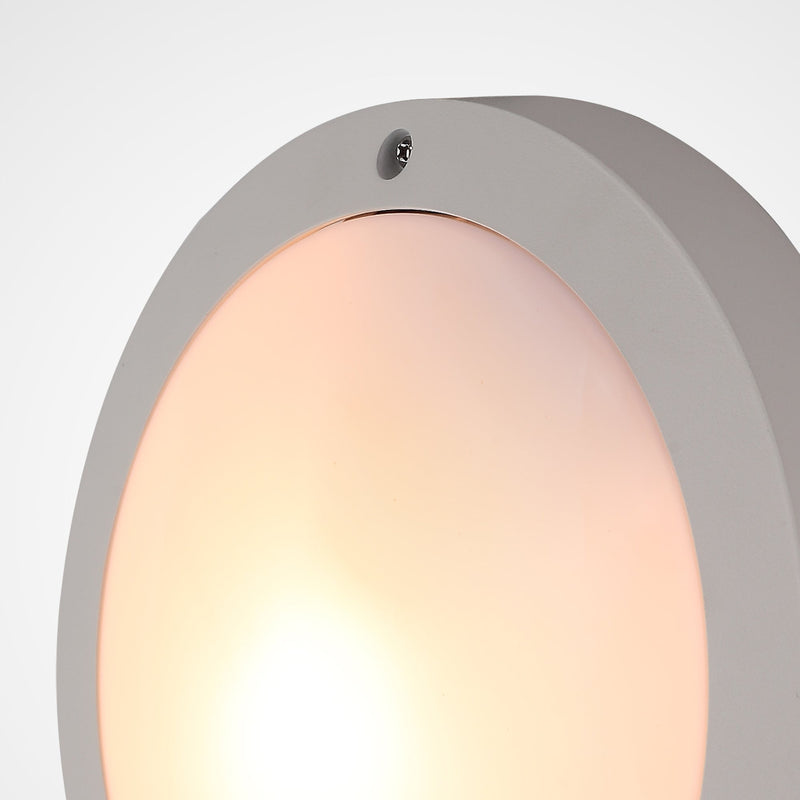 Deco Daru Plain Bulkhead Wall Lamp, 1 Light E27, Sand White, IP54 • D0464