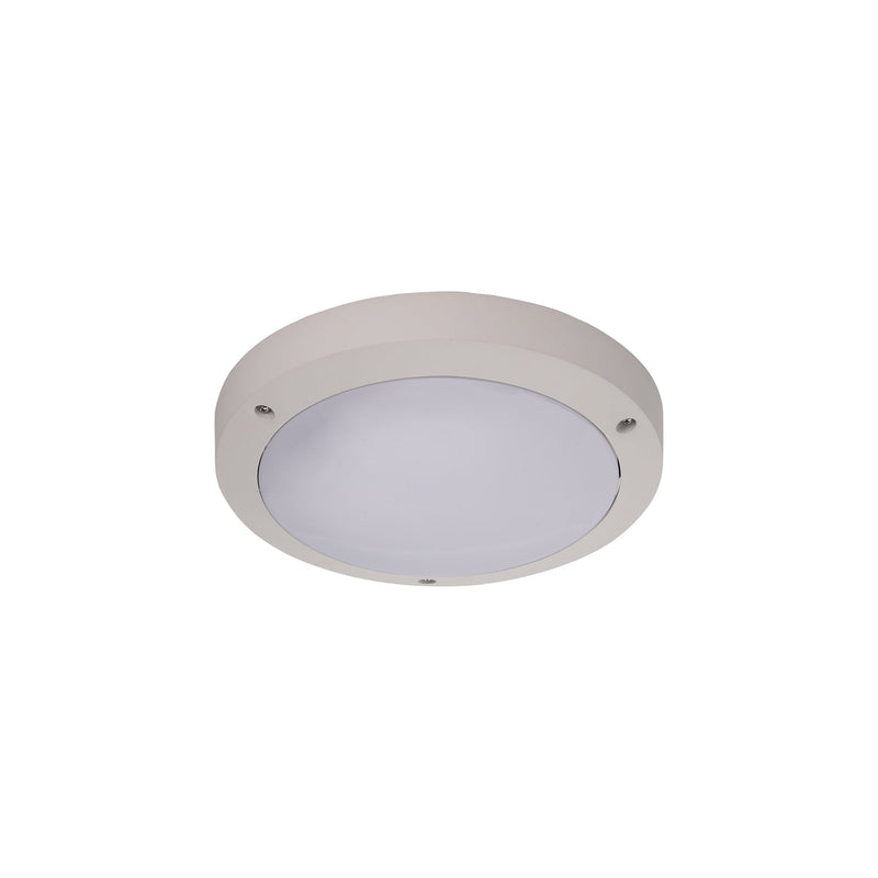 Deco Daru Plain Bulkhead Wall Lamp, 1 Light E27, Sand White, IP54 • D0464