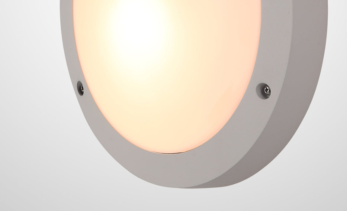 Deco Daru Plain Bulkhead Wall Lamp, 1 Light E27, Sand White, IP54 • D0464