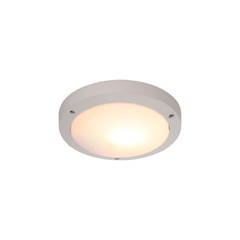 Deco Daru Plain Bulkhead Wall Lamp, 1 Light E27, Sand White, IP54 • D0464