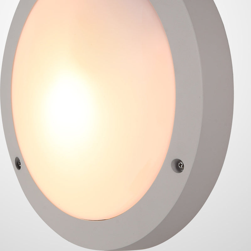Deco Daru Plain Bulkhead Wall Lamp, 1 Light E27, Sand White, IP54 • D0464