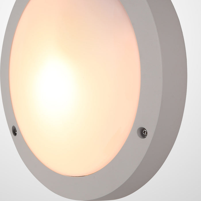 Deco Daru Plain Bulkhead Wall Lamp, 1 Light E27, Sand White, IP54 • D0464