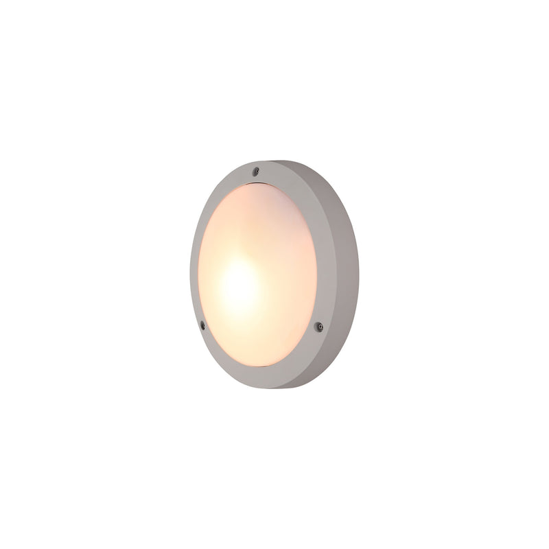 Deco Daru Plain Bulkhead Wall Lamp, 1 Light E27, Sand White, IP54 • D0464