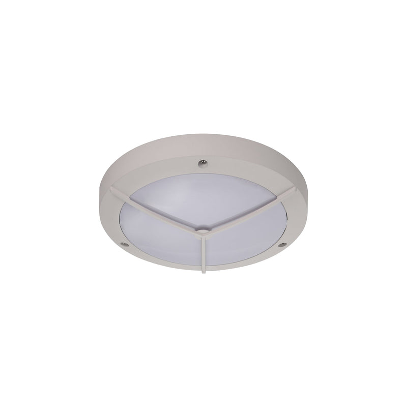 Deco Daru Framed Bulkhead Wall Lamp, 1 Light E27, Sand White, IP54 • D0466