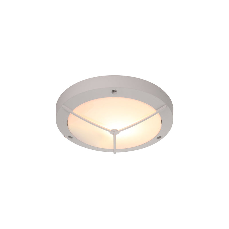 Deco Daru Framed Bulkhead Wall Lamp, 1 Light E27, Sand White, IP54 • D0466