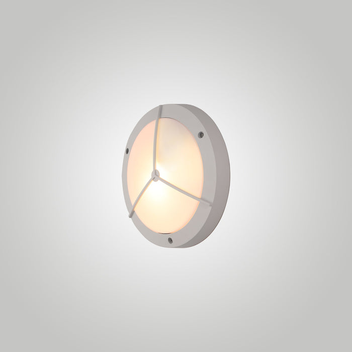 Deco Daru Framed Bulkhead Wall Lamp, 1 Light E27, Sand White, IP54 • D0466