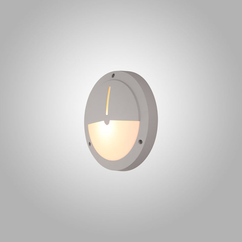 Deco Daru Eyelid Bulkhead Wall Lamp, 1 Light E27, Sand White, IP54 • D0468