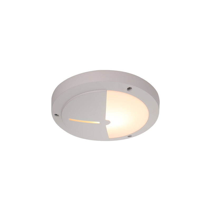 Deco Daru Eyelid Bulkhead Wall Lamp, 1 Light E27, Sand White, IP54 • D0468