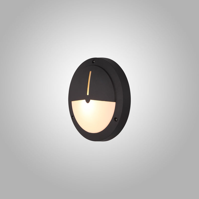 Deco Daru Eyelid Bulkhead Wall Lamp, 1 Light E27, Anthracite, IP54 • D0469