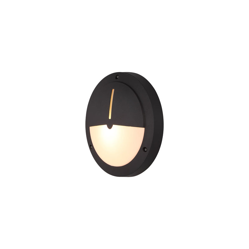 Deco Daru Eyelid Bulkhead Wall Lamp, 1 Light E27, Anthracite, IP54 • D0469