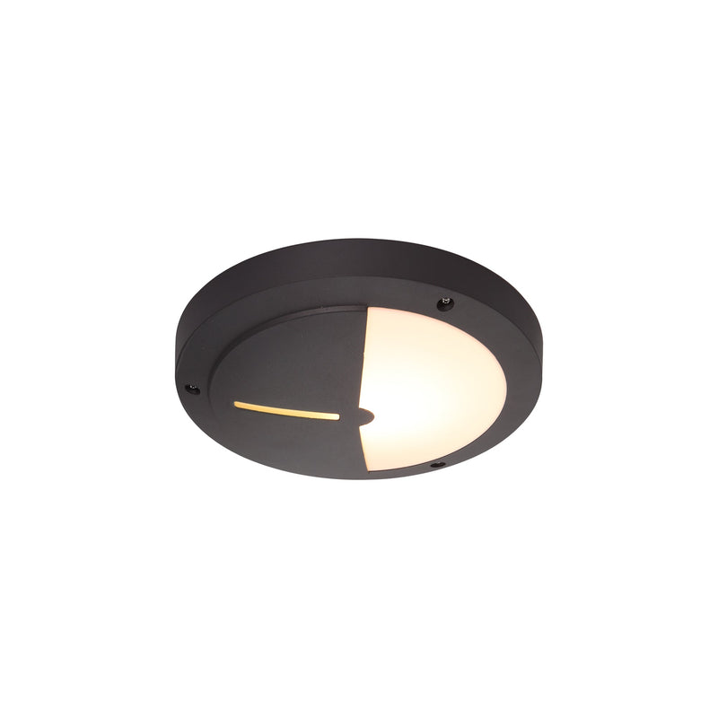 Deco Daru Eyelid Bulkhead Wall Lamp, 1 Light E27, Anthracite, IP54 • D0469