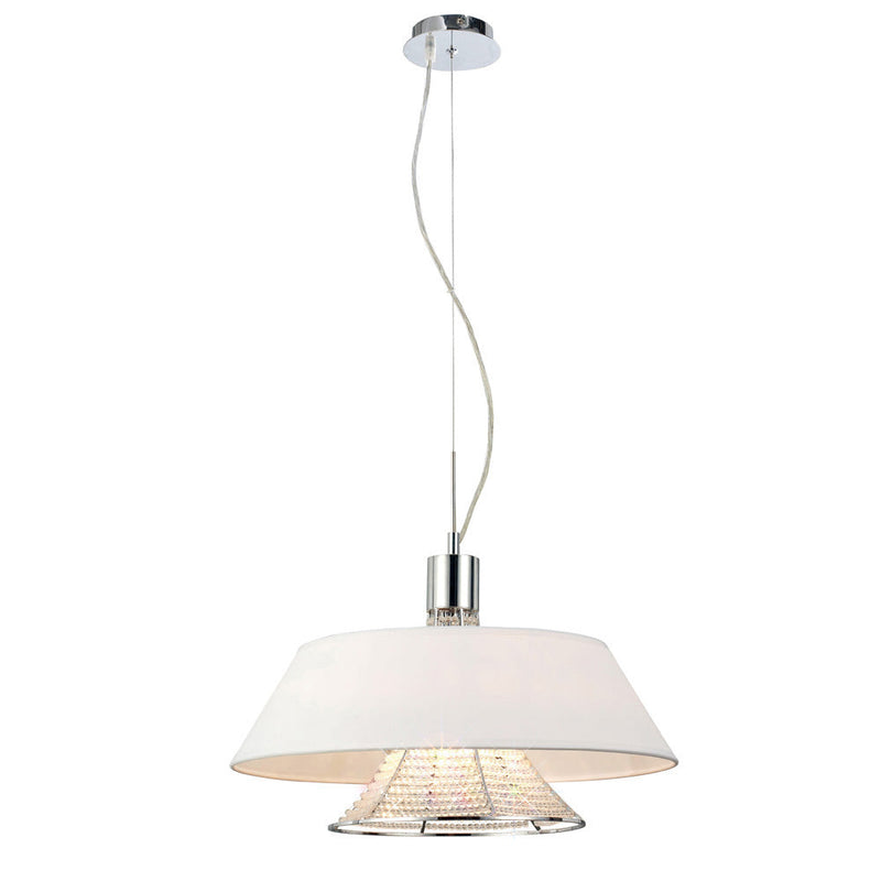 Diyas Davina Pendant With White Shade 3 Light G9 Polished Chrome/Crystal • IL30041/WH