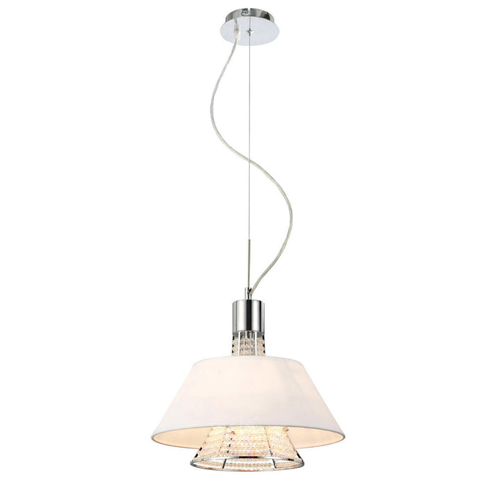 Diyas Davina Pendant With White Shade 2 Light G9 Polished Chrome/Crystal • IL30042/WH