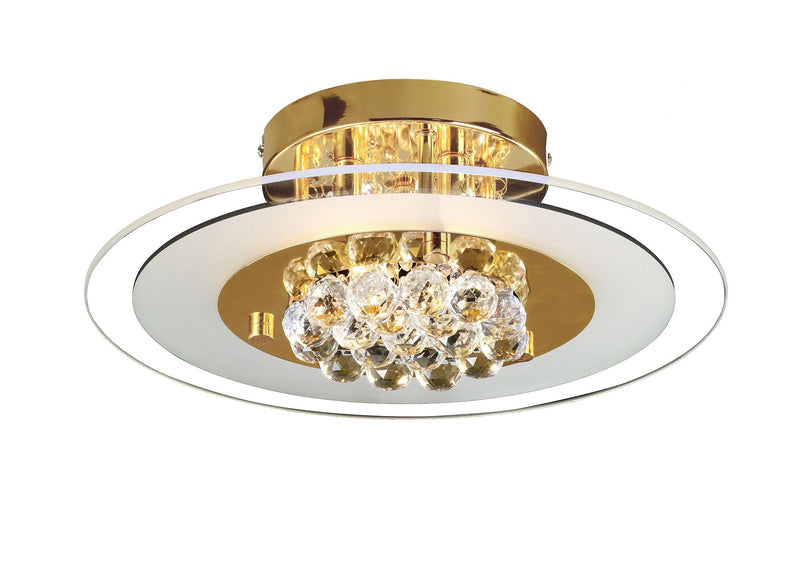 Diyas Delmar Flush Round 4 Light G9 French Gold/Glass/Crystal • IL32021