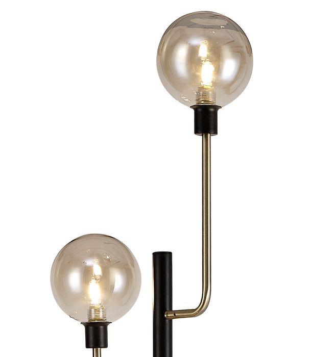 Regal Lighting SL-1722 8 Light Floor Lamp Matt Black And Antique Brass With Cognac Glass