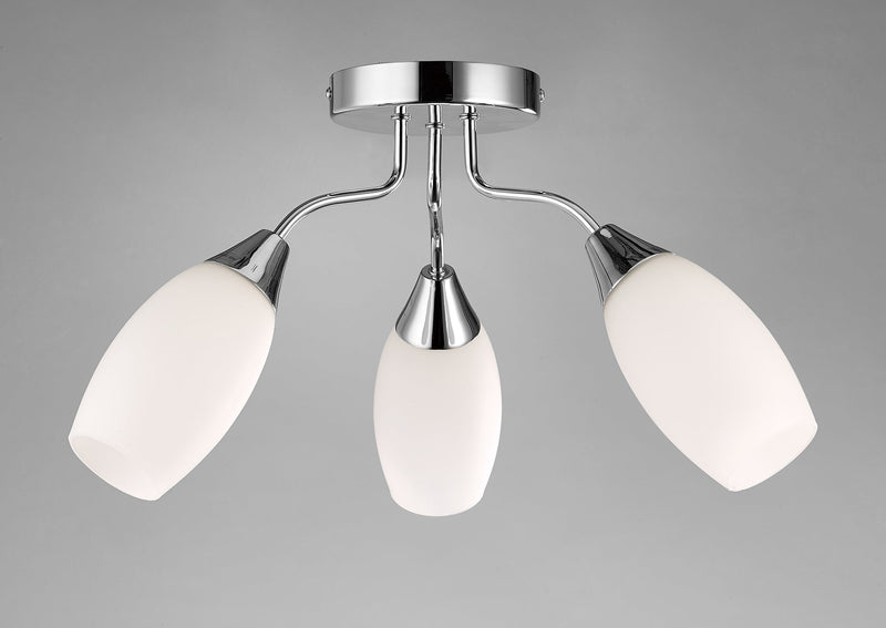 Deco Denia Ceiling 3 Light E14 Polished Chrome/Opal Glass - D0027 • D0027