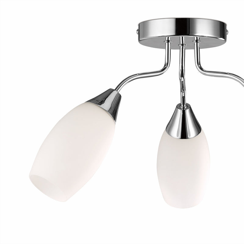 Deco Denia Ceiling 3 Light E14 Polished Chrome/Opal Glass - D0027 • D0027