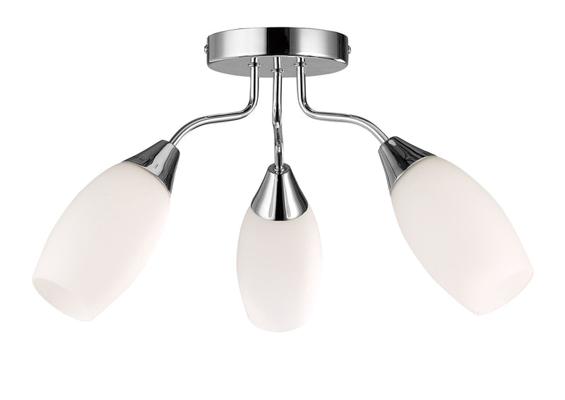 Deco Denia Ceiling 3 Light E14 Polished Chrome/Opal Glass - D0027 • D0027