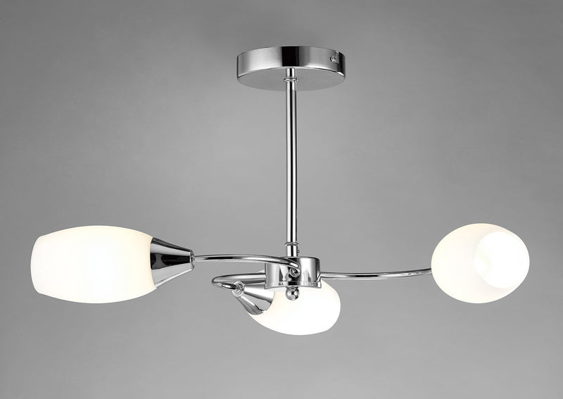 Deco Denia Semi Ceiling 3 Light E14 Polished Chrome/Opal Glass - D0028 • D0028