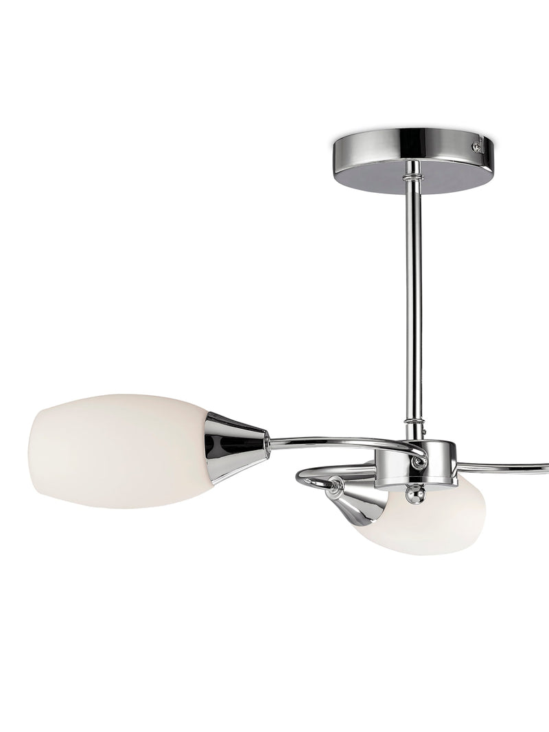 Deco Denia Semi Ceiling 3 Light E14 Polished Chrome/Opal Glass - D0028 • D0028
