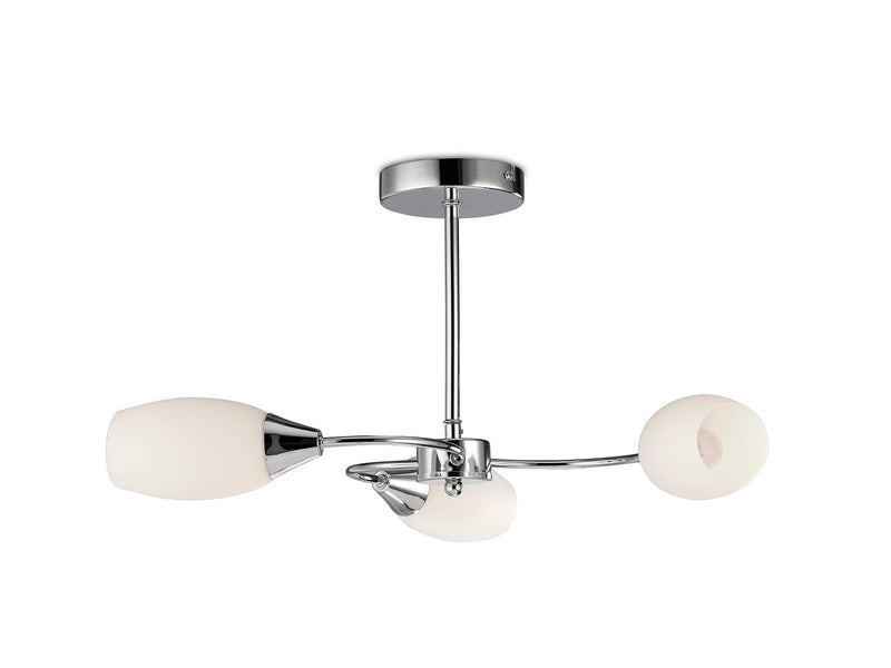 Deco Denia Semi Ceiling 3 Light E14 Polished Chrome/Opal Glass - D0028 • D0028