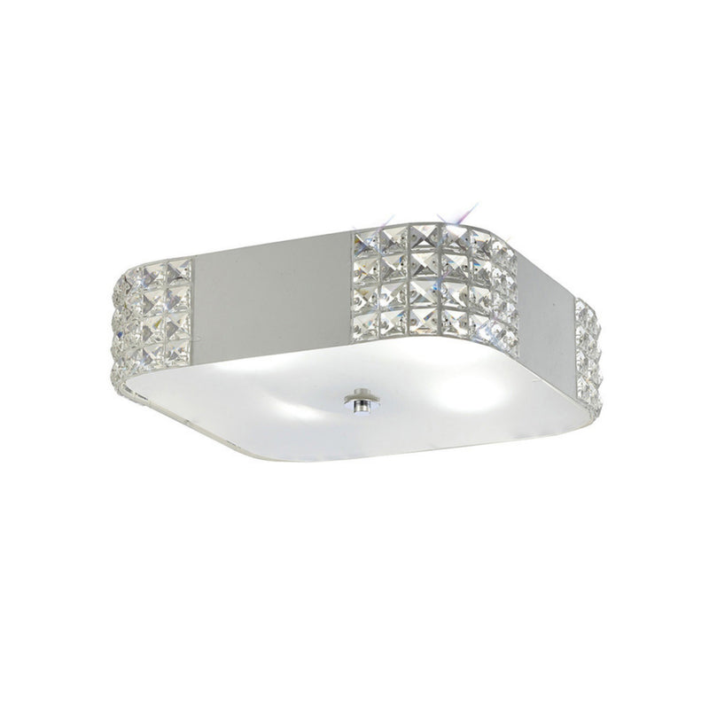 Diyas Denver Square Ceiling 4 Light E27, Matt White/Frosted Glass/Polished Chrome • IL31191