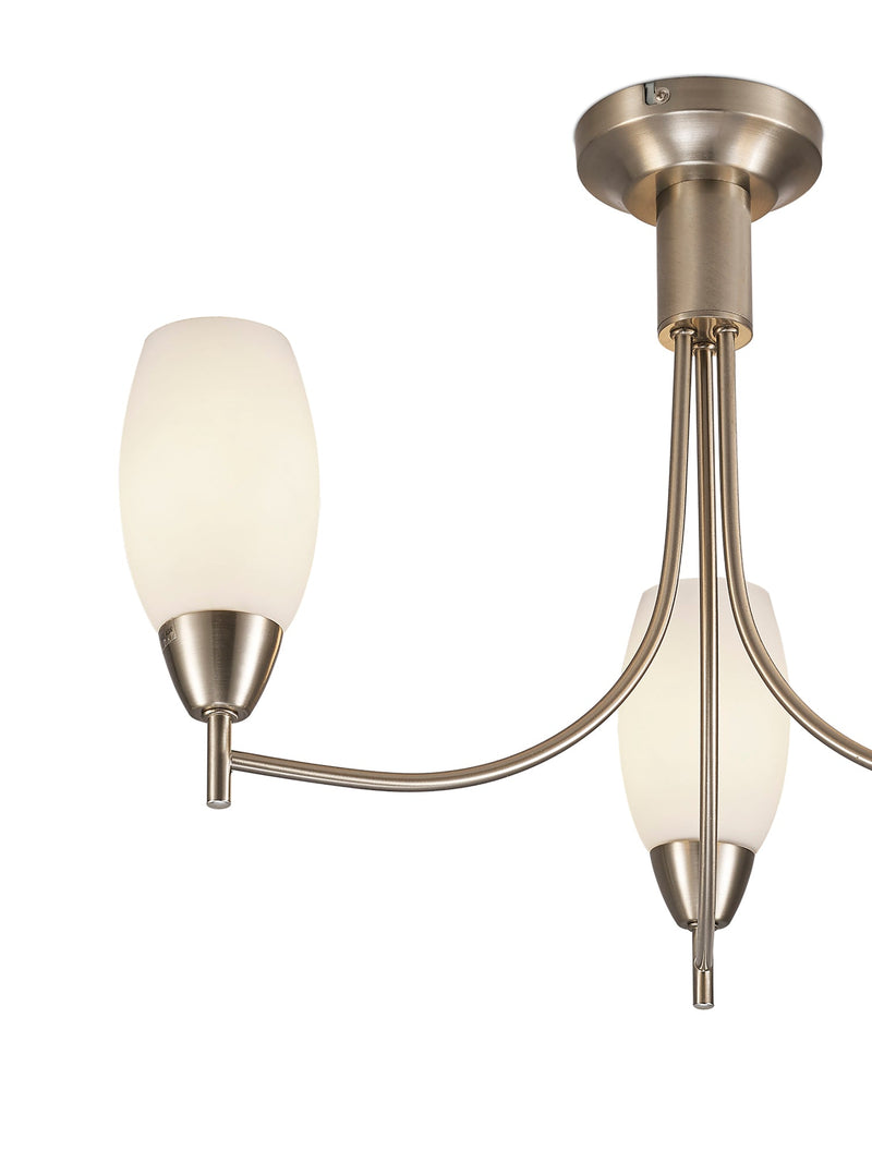Deco Devon Ceiling 3 Light E14 Satin Nickel/Opal Glass • D0066