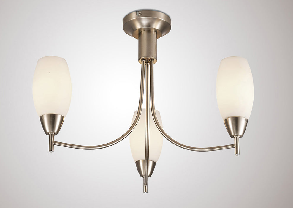 Deco Devon Ceiling 3 Light E14 Satin Nickel/Opal Glass • D0066