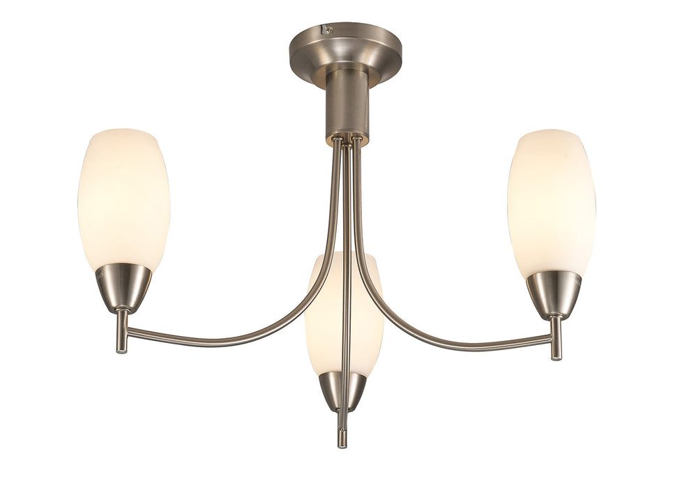 Deco Devon Ceiling 3 Light E14 Satin Nickel/Opal Glass • D0066