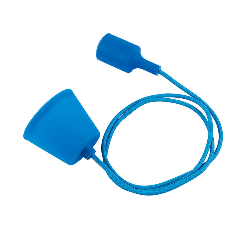 Deco Dreifa 1.5m Suspension Kit 1 Light Blue, 90mm Plastic Base and Silicon Lampholder Cover, E27 Max 60W (Maximum Load 2kg) • D0165