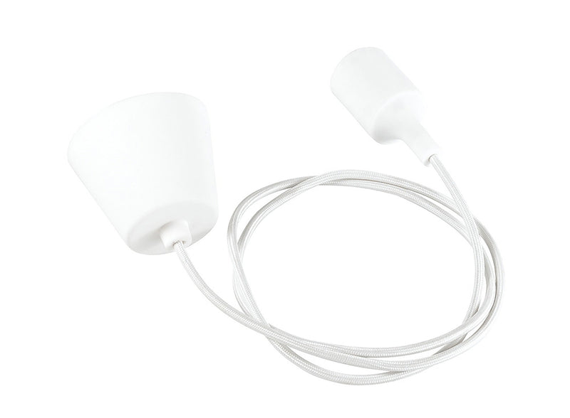 Deco Dreifa 1.5m Suspension Kit 1 Light White,90mm Plastic Base and Silicon Lampholder Cover, E27 Max 60W (Maximum Load 2kg) • D0168