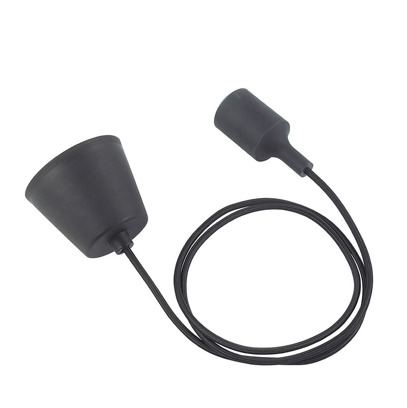 Deco Dreifa 1.5m Suspension Kit 1 Light Black, 90mm Plastic Base and Silicon Lampholder Cover, E27 Max 60W (Maximum Load 2kg) • D0169
