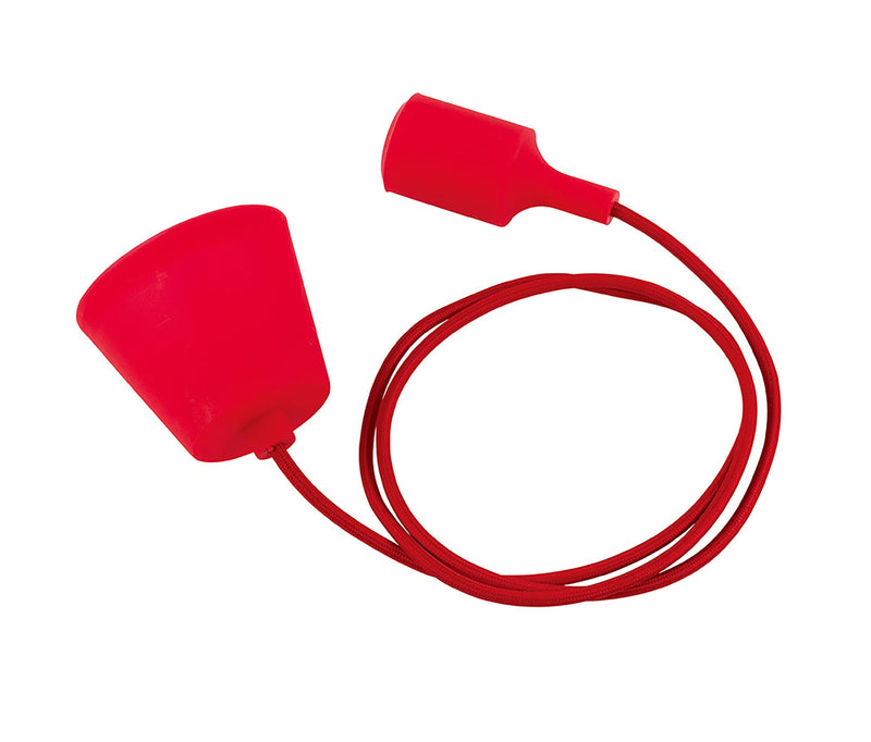 Deco Dreifa 1.5m Suspension Kit 1 Light Red,90mm Plastic Base and Silicon Lampholder Cover, E27 Max 60W (Maximum Load 2kg) • D0170