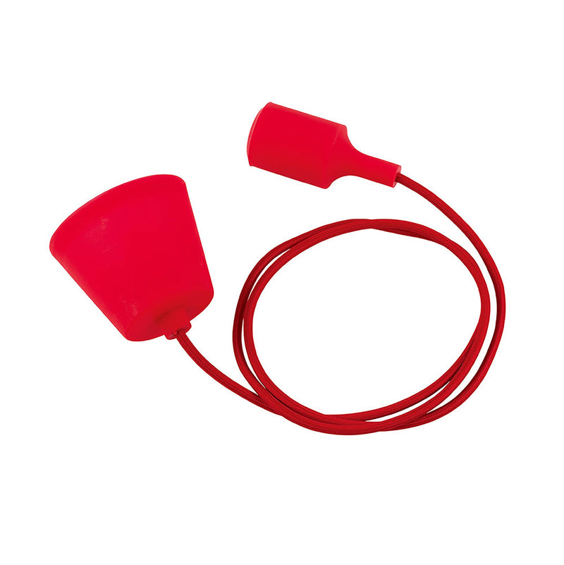 Deco Dreifa 1.5m Suspension Kit 1 Light Red,90mm Plastic Base and Silicon Lampholder Cover, E27 Max 60W (Maximum Load 2kg) • D0170