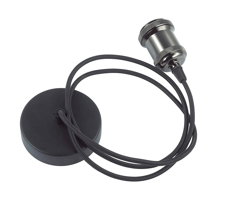 Deco Dreifa 1.5m Suspension Kit 1 Light Gun Metal/Black Braided Cable, E27 Max 60W (Maximum Load 2kg) • D0171