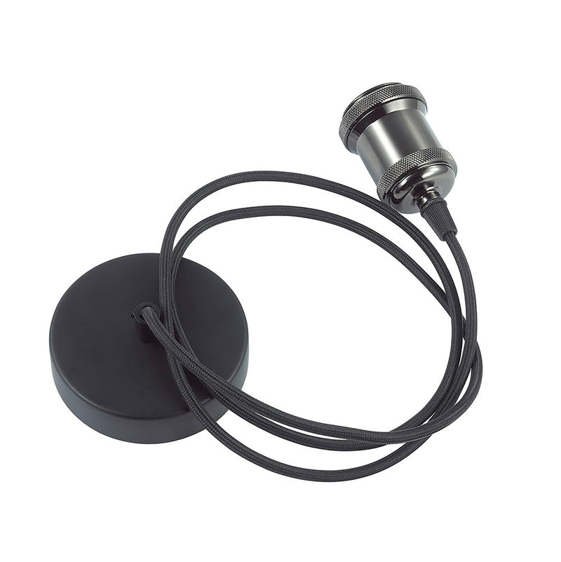 Deco Dreifa 1.5m Suspension Kit 1 Light Gun Metal/Black Braided Cable, E27 Max 60W (Maximum Load 2kg) • D0171