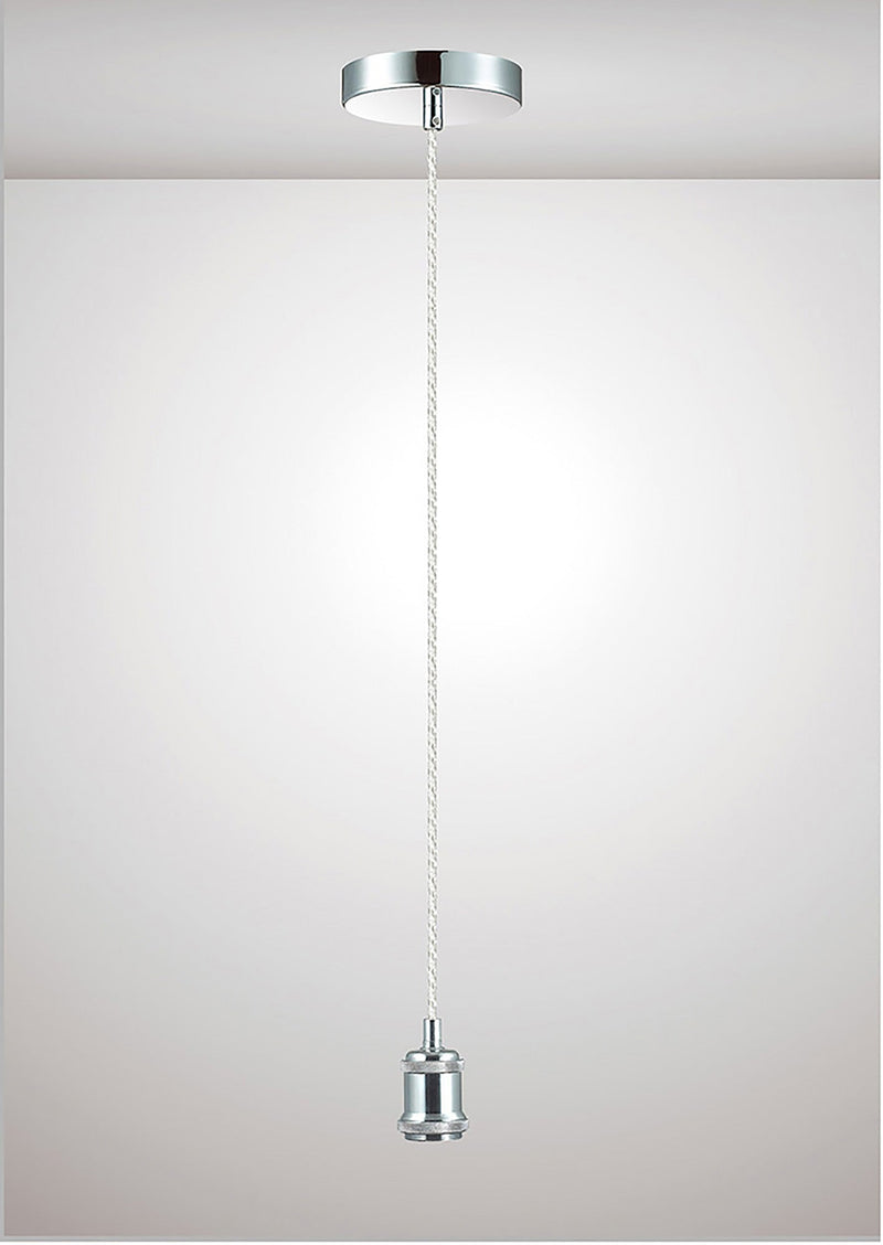 Deco Dreifa 1.5m Suspension Kit 1 Light Polished Chrome/Clear Twisted Cable, E27 Max 60W (Maximum Load 2kg) • D0173