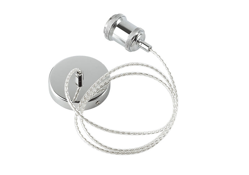 Deco Dreifa 1.5m Suspension Kit 1 Light Polished Chrome/Clear Twisted Cable, E27 Max 60W (Maximum Load 2kg) • D0173