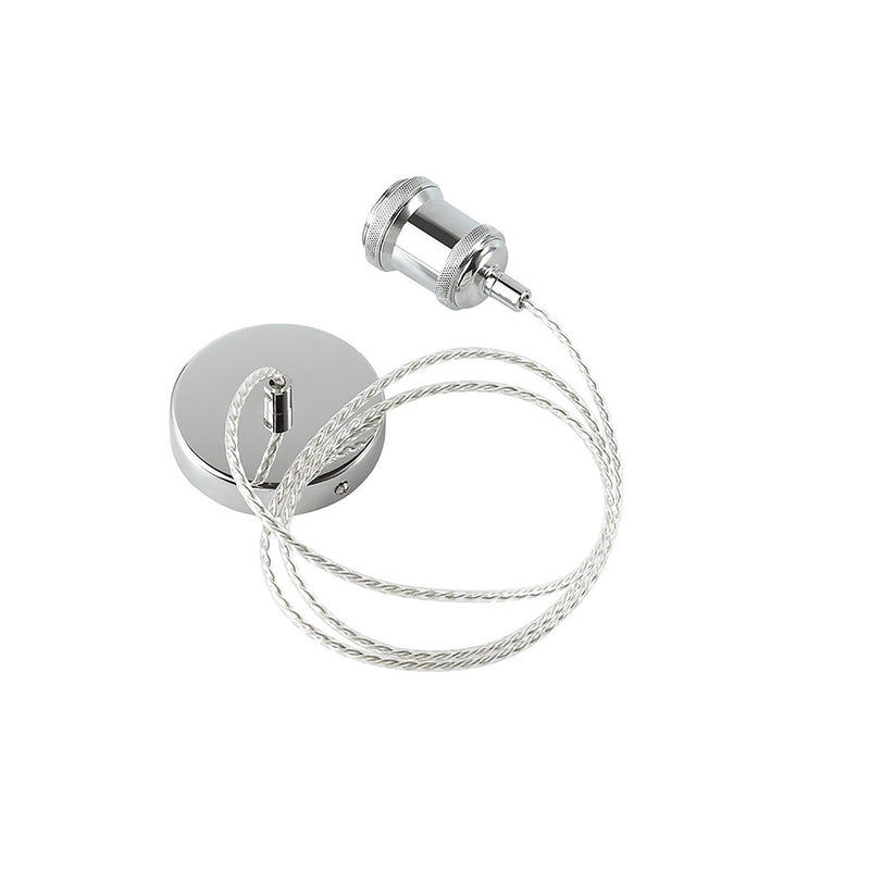 Deco Dreifa 1.5m Suspension Kit 1 Light Polished Chrome/Clear Twisted Cable, E27 Max 60W (Maximum Load 2kg) • D0173