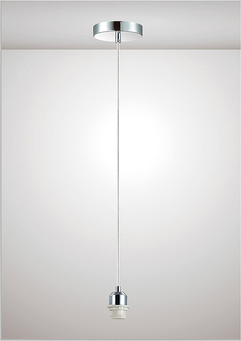 Deco Dreifa 1.5m Suspension Kit 1 Light Polished Chrome/Clear Cable, E27 Max 60W (Maximum Load 2kg) • D0178
