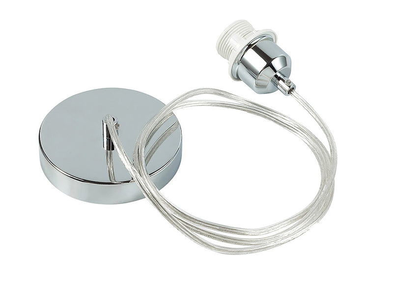 Deco Dreifa 1.5m Suspension Kit 1 Light Polished Chrome/Clear Cable, E27 Max 60W (Maximum Load 2kg) • D0178